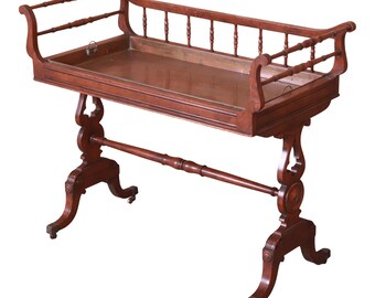 Baker Furniture Georgian Carved Mahogany Tea Table With Removable Copper Tray