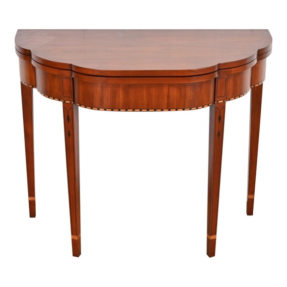 Henkel Harris Federal Inlaid Cherry Wood Flip Top Console Game