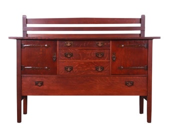 Gustav Stickley Mission Oak Arts & Crafts Sideboard, Circa 1900