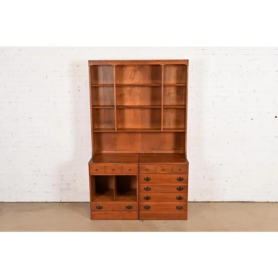 T*k様 ETHAN ALLEN USA キャビネット ヴィンテージ　ミッドセン Ethan Allen American Colonial Solid Maple Breakfront Bookcase