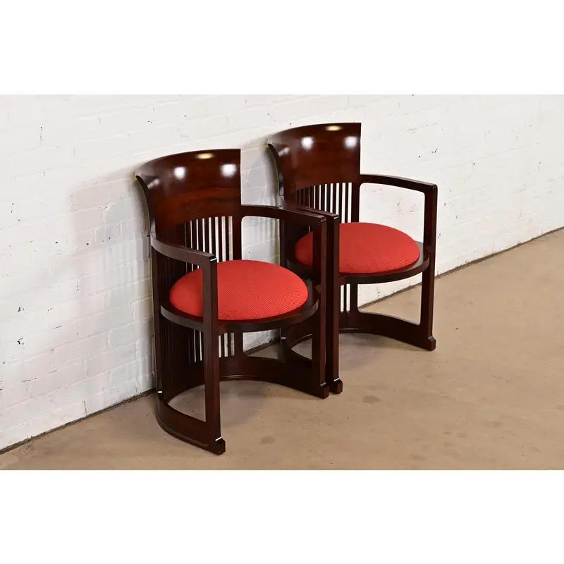Frank Lloyd Wright for Cassina Arts & Crafts Dark Cherry Wood Barrel ...