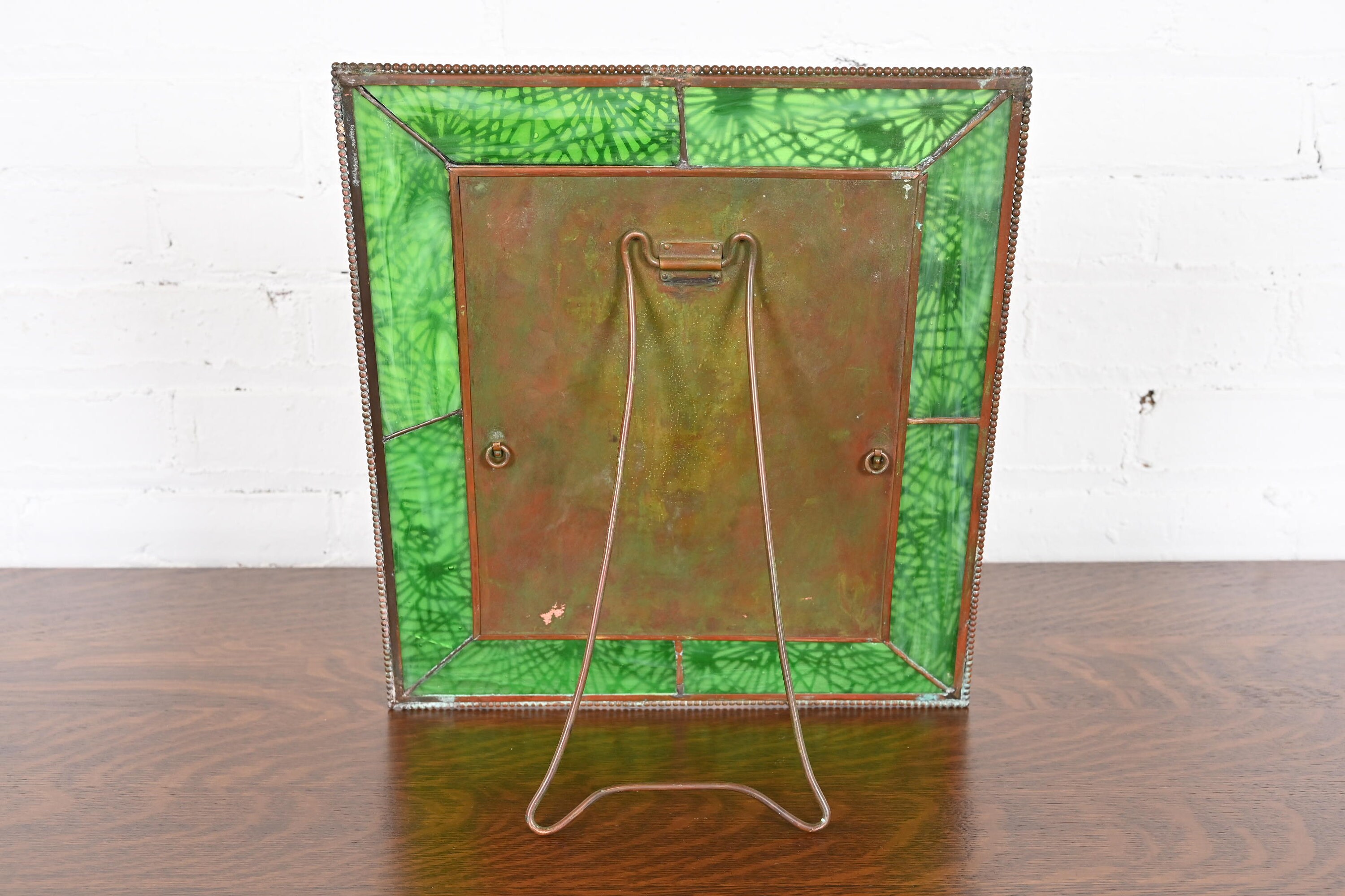 Tiffany　PHOTOFRAME　　ANTIQUE Tiffany Studios New York Pine Needle Bronze and Green Slag Glass