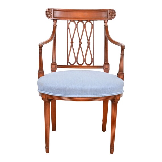 French Regency Louis XVI Carved Cherry Wood Armchair or Club Chair