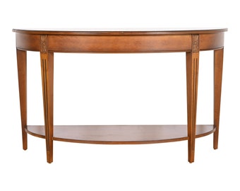 Ethan Allen French Country Maple Demilune Console Table or Sofa Table