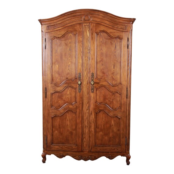Baker Furniture Country French Louis Xv Style Oak Armoire Etsy