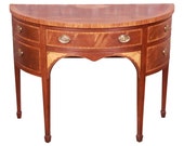Baker Furniture Federal Inlaid Mahogany and Satinwood Demilune Cabinet or Sideboard