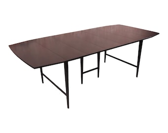 Paul McCobb Planner Group Mid-Century Modern Black Lacquered Extension Dining Table, Newly Refinished