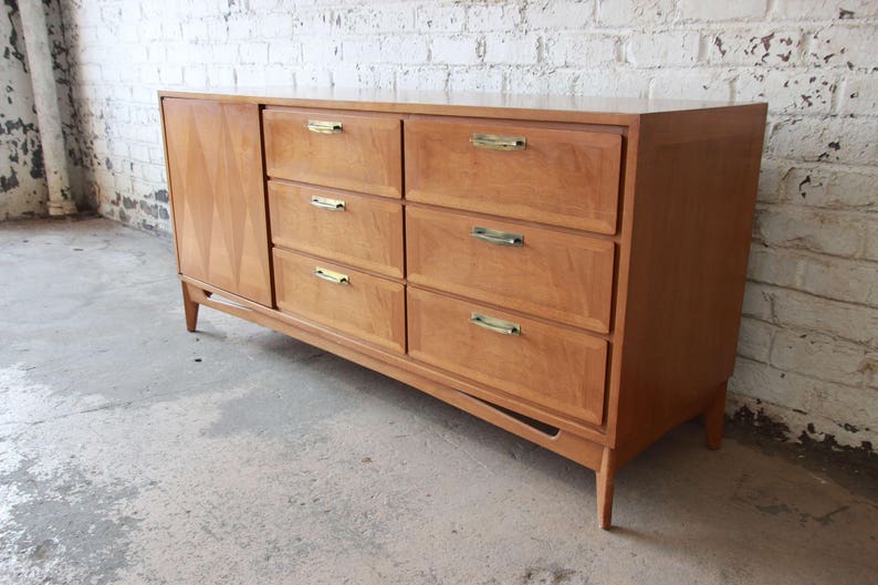 Mid-Century Modern Parquetry Credenza by Red Lion