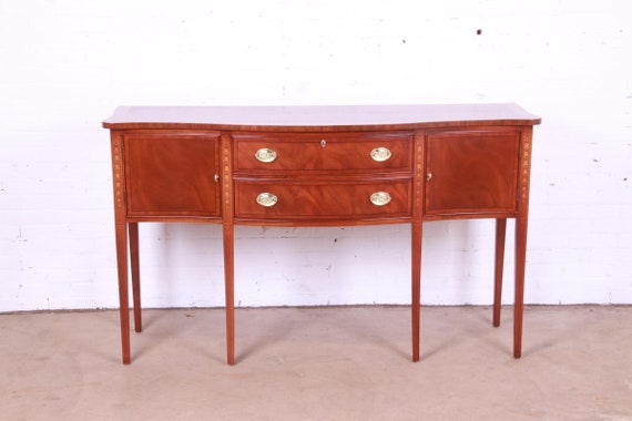 Ethan Allen Hepplewhite Inlaid Mahogany Serpentine Sideboard