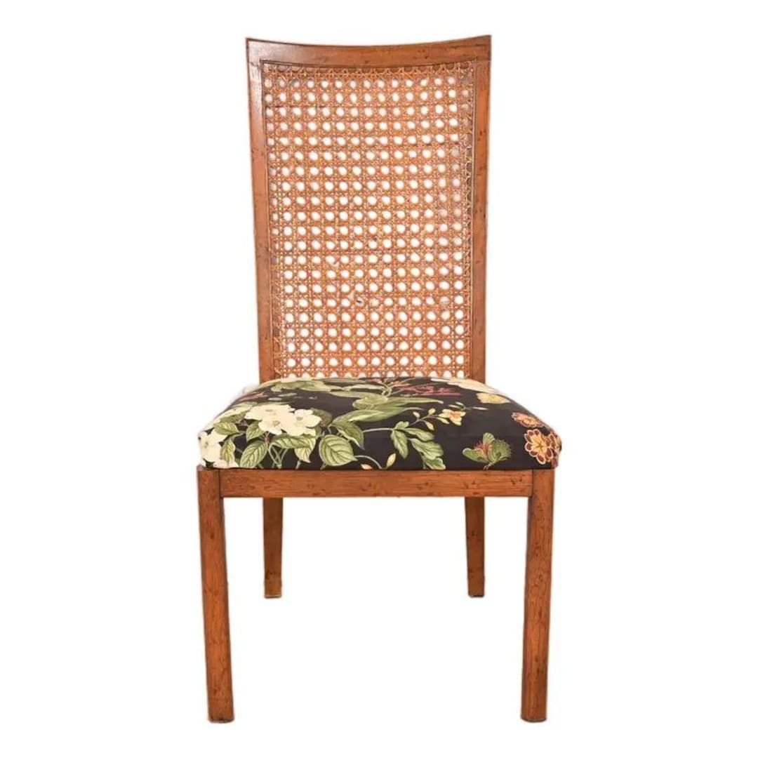 Drexel Heritage Mid-century Modern Walnut and Cane High Back Side