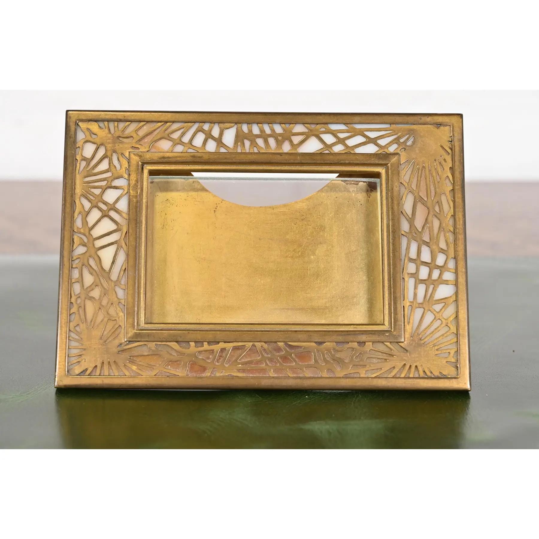 Tiffany Studios New York Pine Needle Bronze Doré and Slag Glass