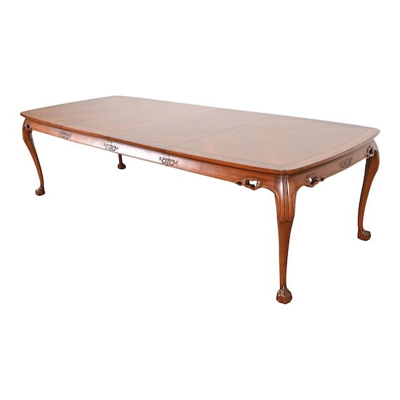 Drexel Heritage Hollywood Regency Chinoiserie Walnut Extension