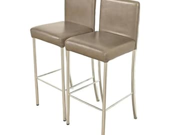 Steelcase Coalesse Modern Leather and Chrome Bar Stools, Pair