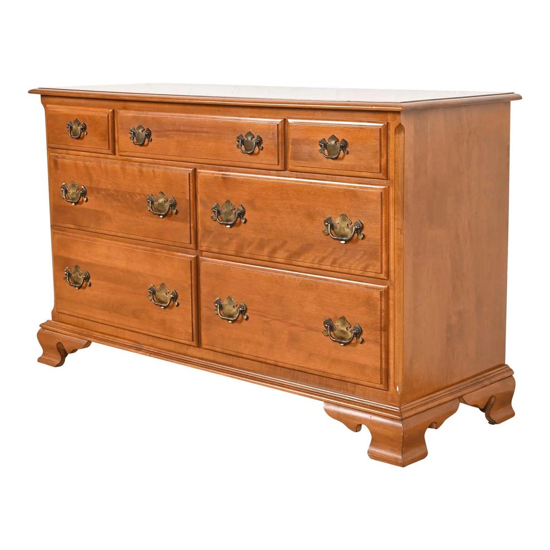 ethan allen british classics dresser Ethan Allen American Colonial Solid Maple Seven-drawer Dresser, 1970s