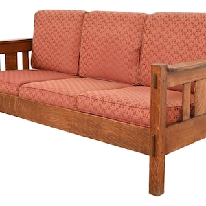 Stickley Brothers Antique Mission Oak Arts and Crafts Settle Sofa, Circa 1900