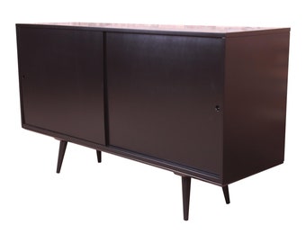 Paul McCobb Planner Group Mid-Century Modern Black Lacquered Sideboard Credenza, Newly Refinished