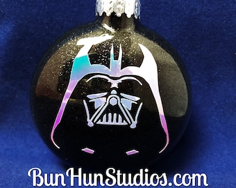 Star Wars Inspired Darth Vader Holographic Silhouette Glitter Glass Ornament