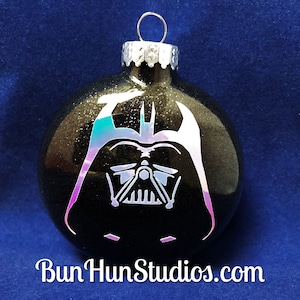 Star Wars Inspired Darth Vader Holographic Silhouette Glitter Glass Ornament