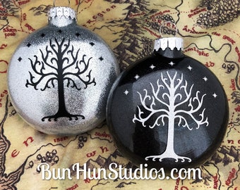 Lord of the Rings Inspired Tree of Gondor Glitter Glass Ornament