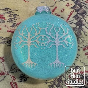 Trees of Valinor Silmarillion Lord of the Rings Inspired Glitter Glass Ornament image 4