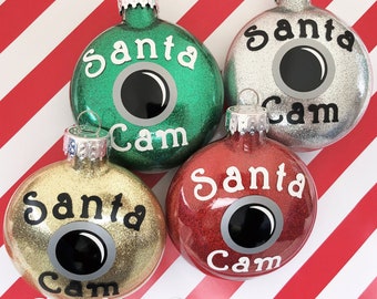 Santa Cam Imitation Camera Glitter Glass Ornament