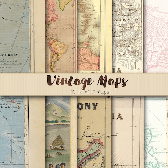 Vintage Maps Scrapbook Paper Digital Vintage Maps Printable - Etsy