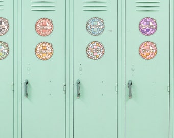 Editable name tags for school, retro disco ball, cubby tags, locker labels for classroom, groovy classroom decor, ra door, coat hook label