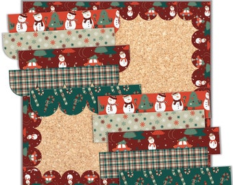 Christmas bulletin board border, tartan plaid, snowman printable, December bulletin board, classroom decor Christmas, holiday classroom