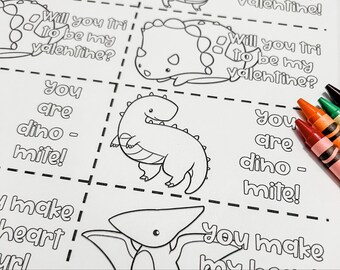 Dinosaur Coloring Valentines Cards printable cards for kids, dinosaur coloring pages, trex valentine, Dinosaur valentines cards