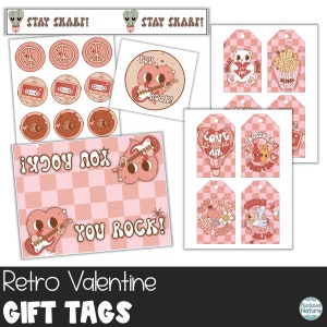 valentine gift tags kids, gift tags printable kids, retro party favors, valentine’s day party favors, student gifts from teacher