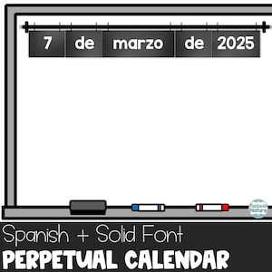 2025 Spanish calendar, Spanish classroom calendar, Spanish classroom decor, 2025 flip calendar classroom, farmhouse chalkboard