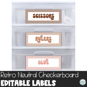 Classroom labels editable, retro classroom decor, neutral classroom theme, label templates download, teacher gift, back to school