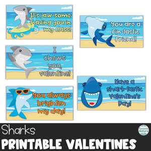 Shark valentine cards for kids, printable valentines day card for teacher, shark gifts for shark lovers