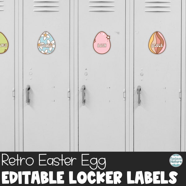 Easter Decor, Cubby tags, retro decor, editable labels printable, locker labels for classroom, editable name tags, Easter basket tag
