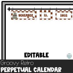 Editable calendar, classroom flip calendar set, retro classroom decor, retro calendar classroom, teacher printables, white board decor