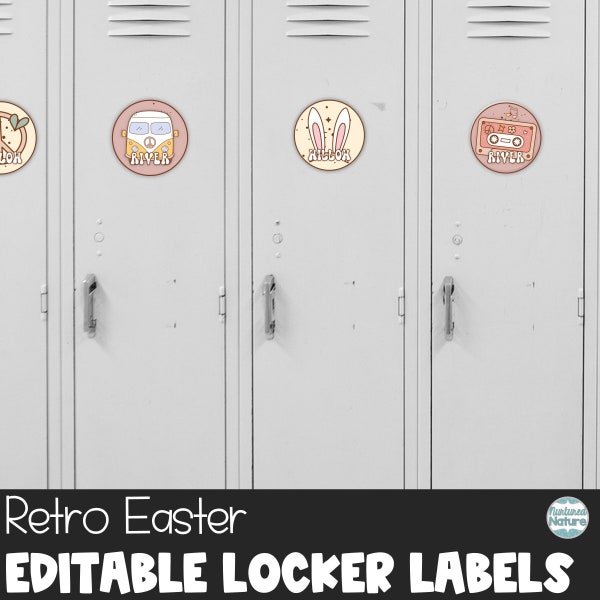 Easter Decor, Cubby tags, retro decor, editable labels printable, locker labels for classroom, editable name tags, Easter basket tag