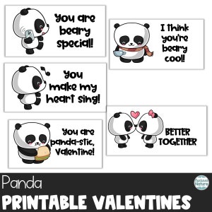 Panda Saint-Valentin, cartes panda Saint-Valentin, cartes Saint-Valentin pour les salles de classe pour enfants, cadeaux panda pour enfants, cartes Saint-Valentin téléchargeables