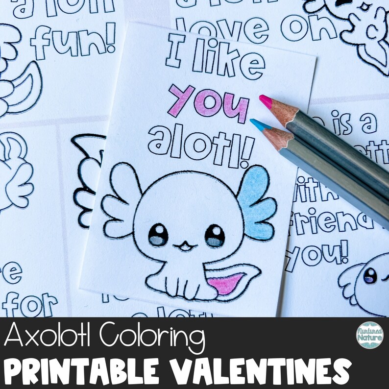 Axolotl Coloring Valentines Cards - Il 794xN.3605214898 Rjdo 