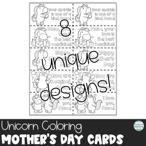 Unicorn Mothers Day Coloring Sheet Cards Printable Gift - Etsy