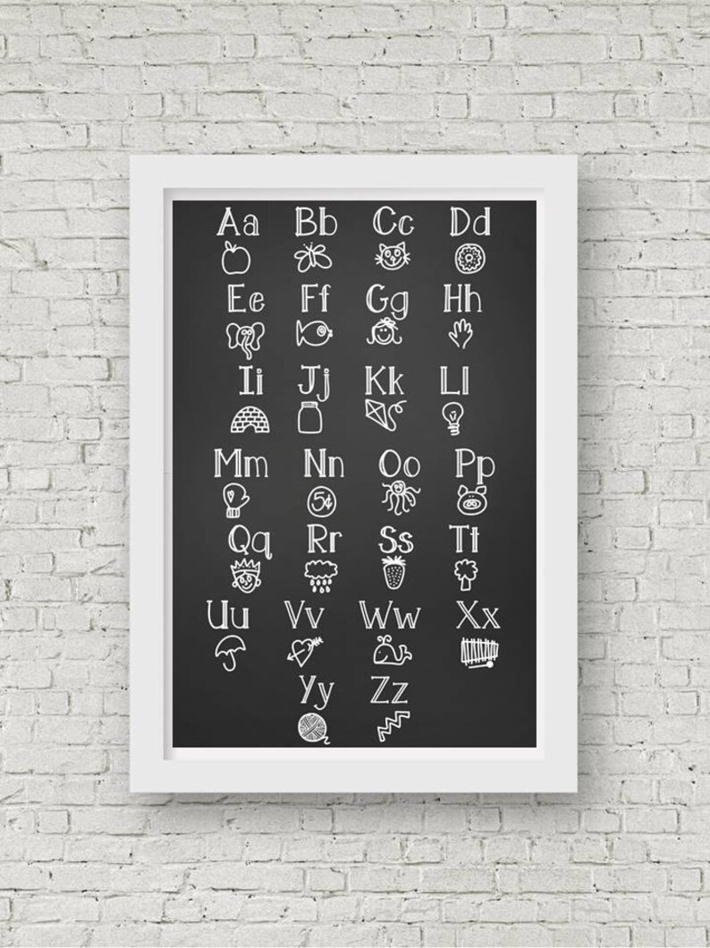 Chalkboard Alphabet ABC Large Poster Printable up to 2’ X - Etsy