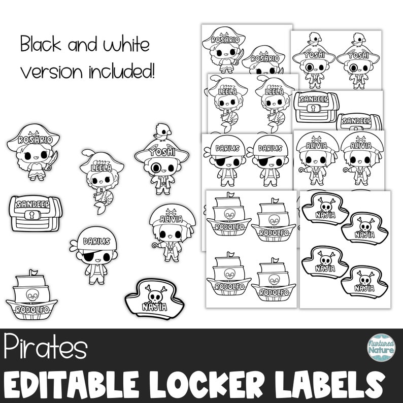 Editable Name Tags for School, Pirate Printable, Cubby Tags, Locker ...