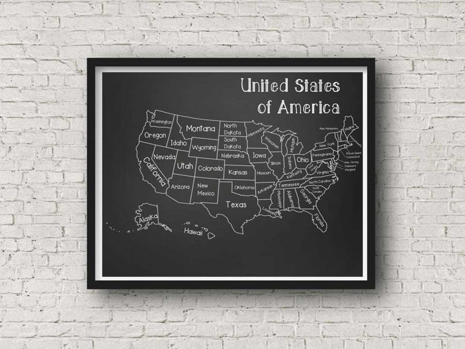 Chalkboard Classroom United States Map Poster Printable up Etsy