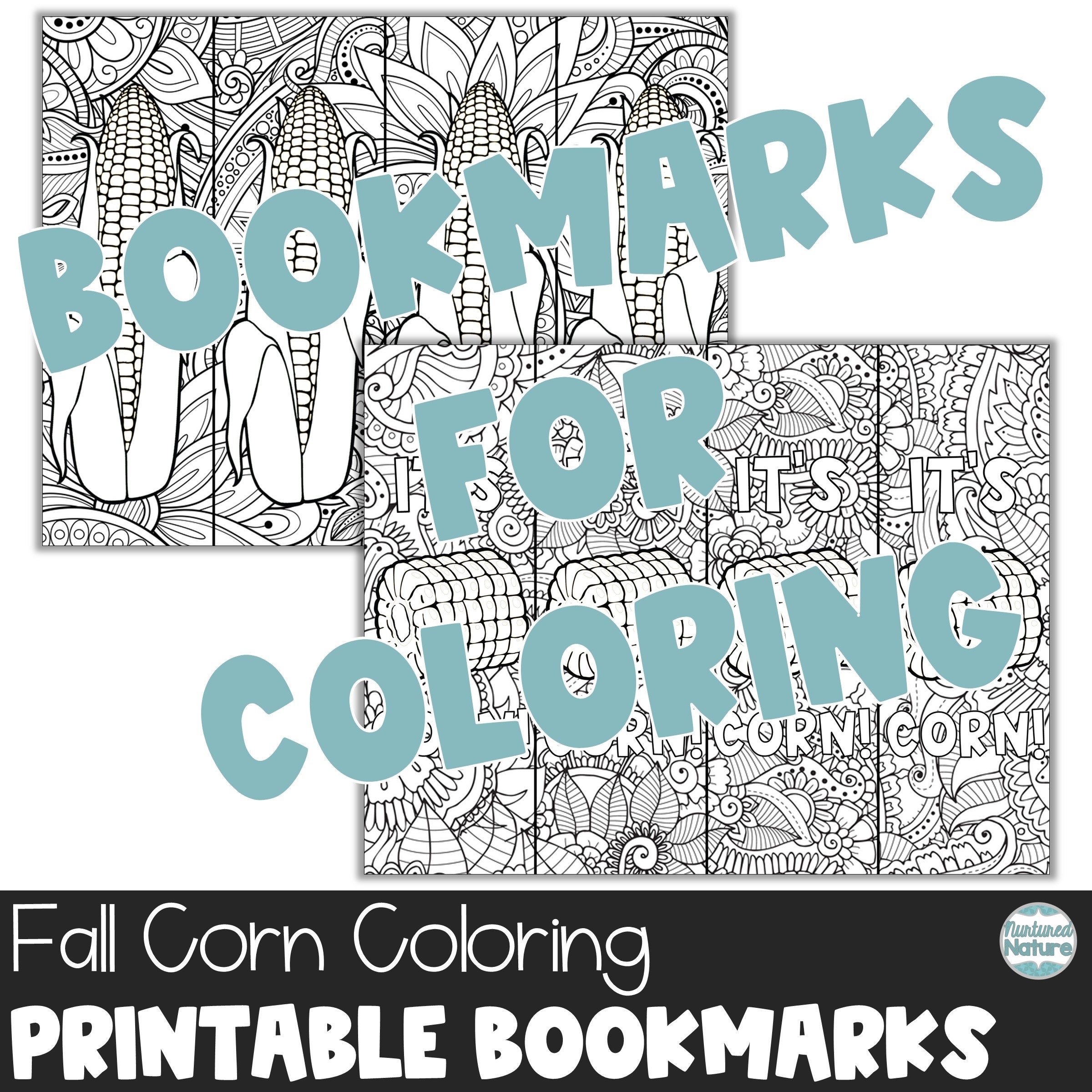 Fall coloring bookmarks, zentangle patterns, corn, coloring sheets…
