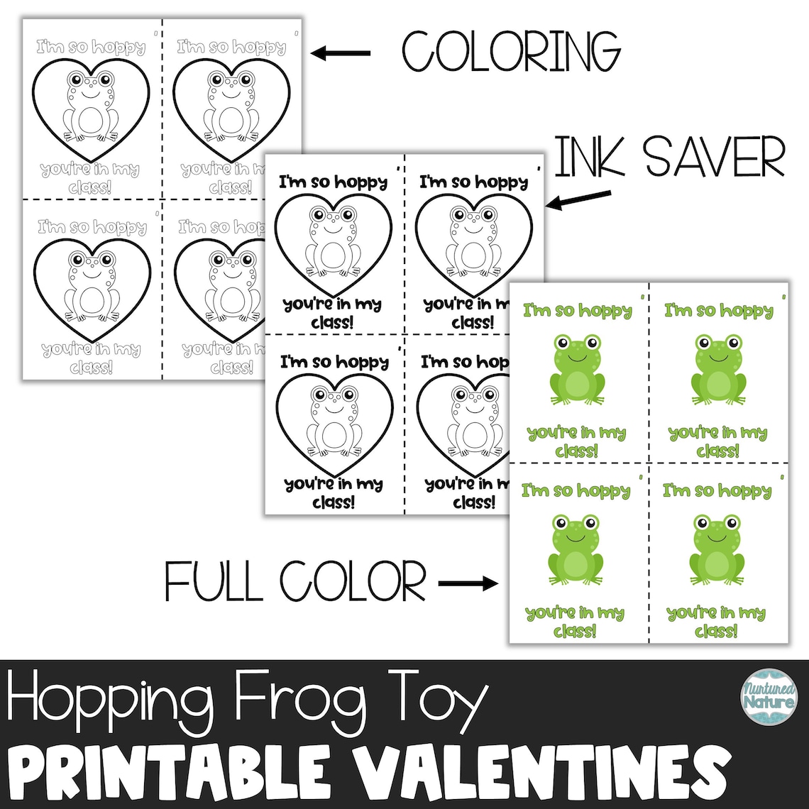 Frog Valentine Printable Frog Valentine Cards Class Frogs - Etsy