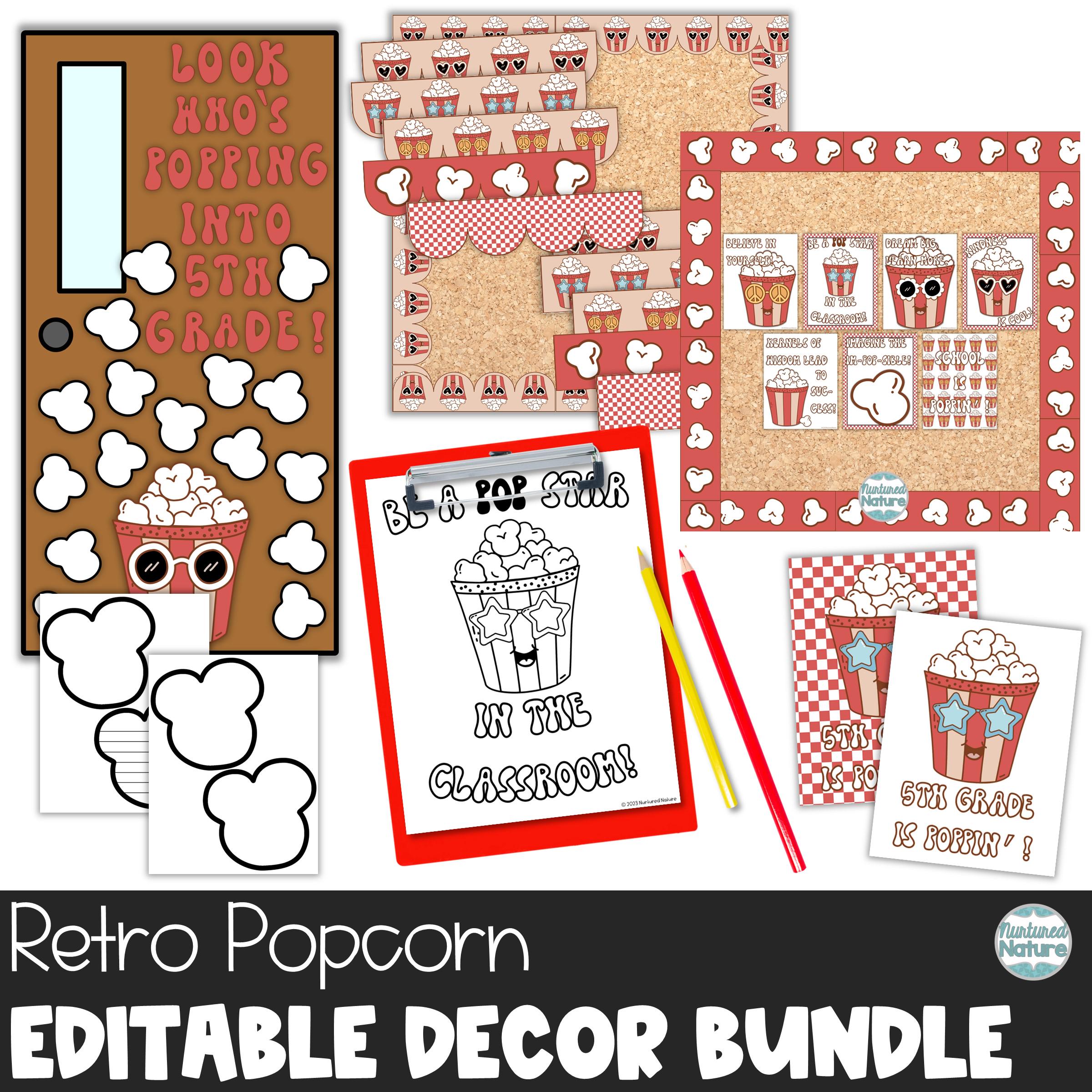 41 Easy Popcorn Crafts for Kids 23 Back to school classroom decor bundle, retro popcorn bucket…