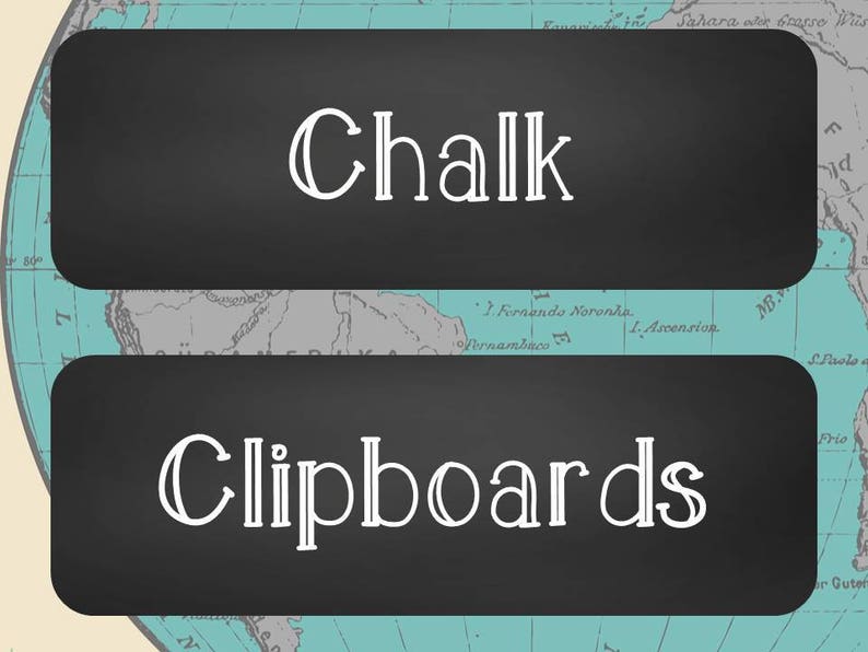 Editable Chalkboard Classroom Supply Labels 12 Map Themes Etsy
