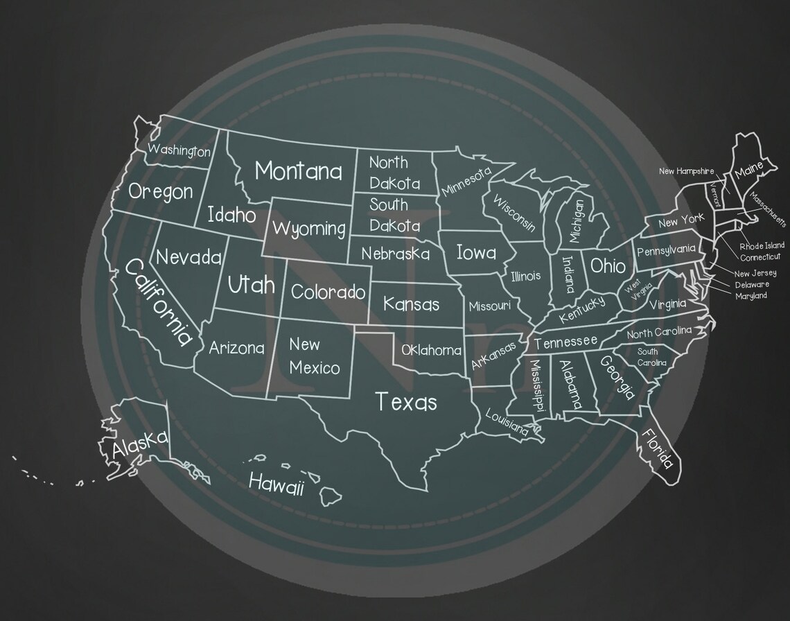 Chalkboard Classroom United States Map Poster Printable up Etsy