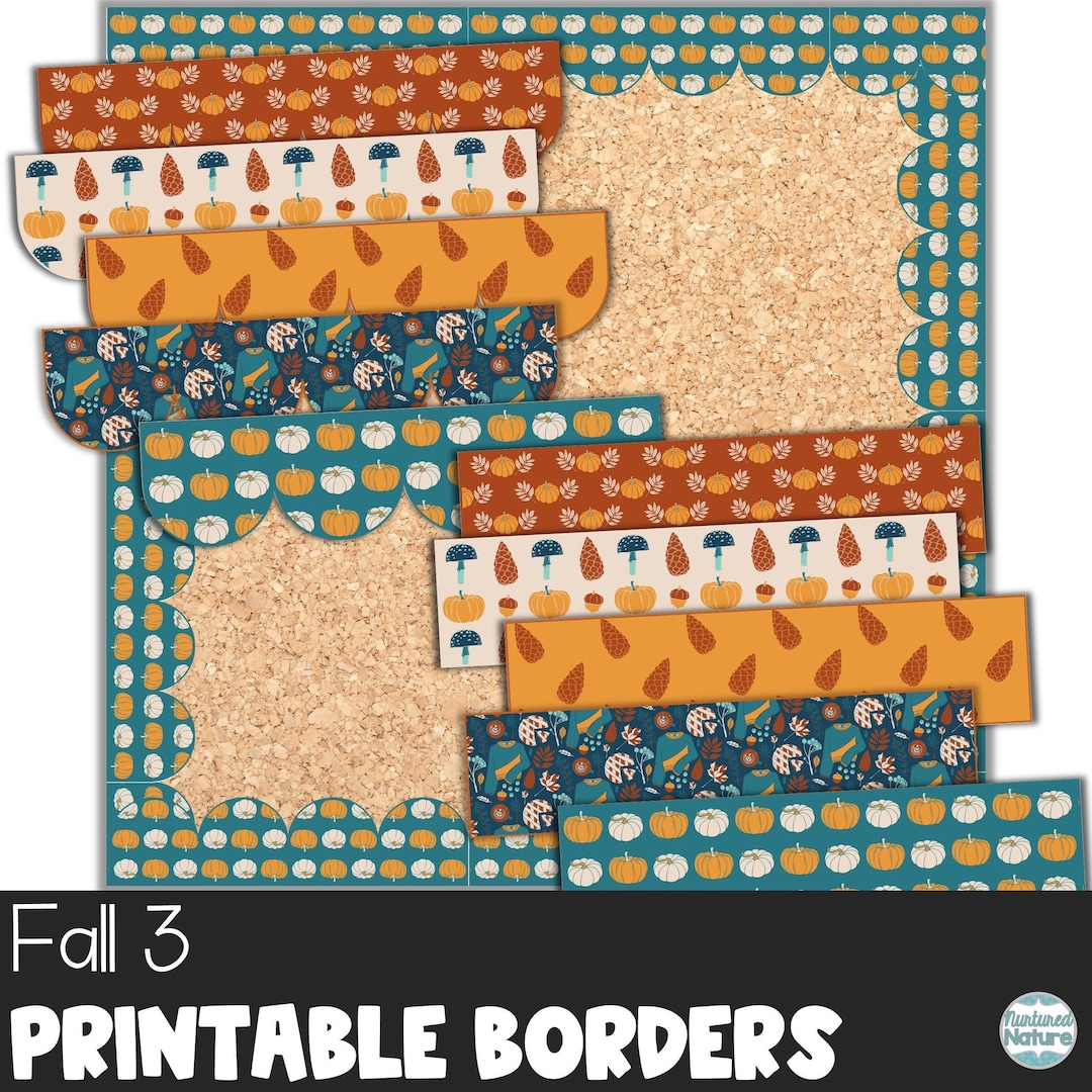 Printable Bulletin Board Borders, Fall Classroom Decor, Thanksgiving