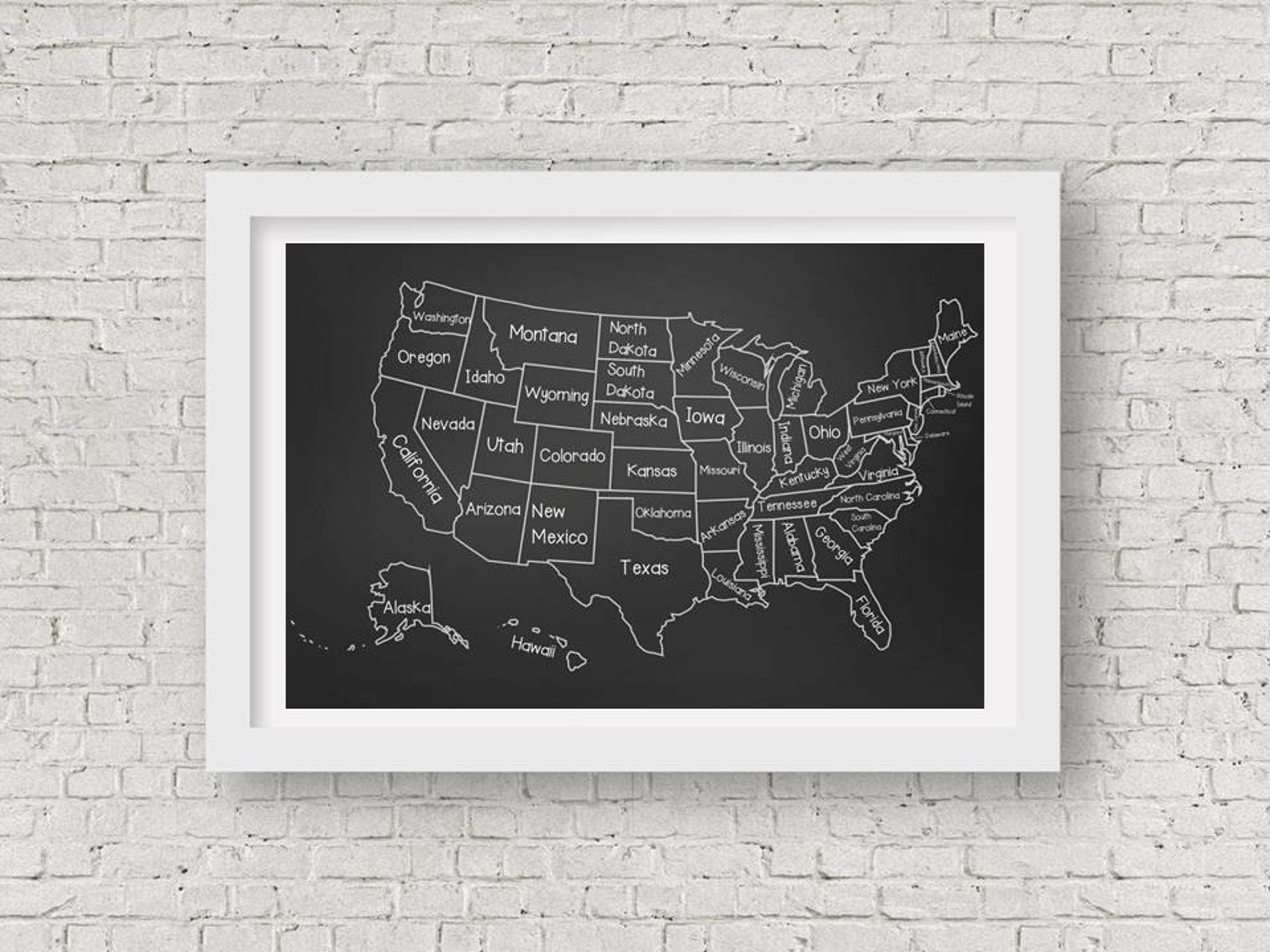 Chalkboard Classroom United States Map Poster Printable up Etsy