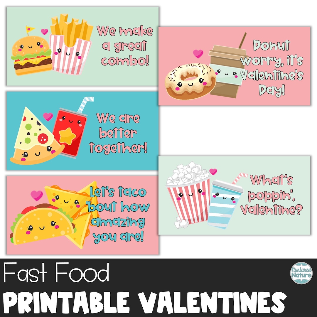 Fast Food Valentines, Cheeseburger Valentine, Valentines Day Cards for ...